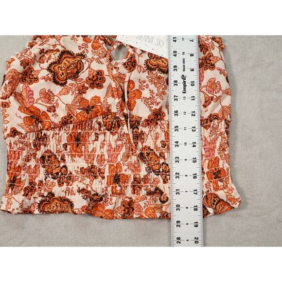Sienna Sky Womens Orange Floral Cropped Tank Top Blouse Size L - Picture 4 of 9